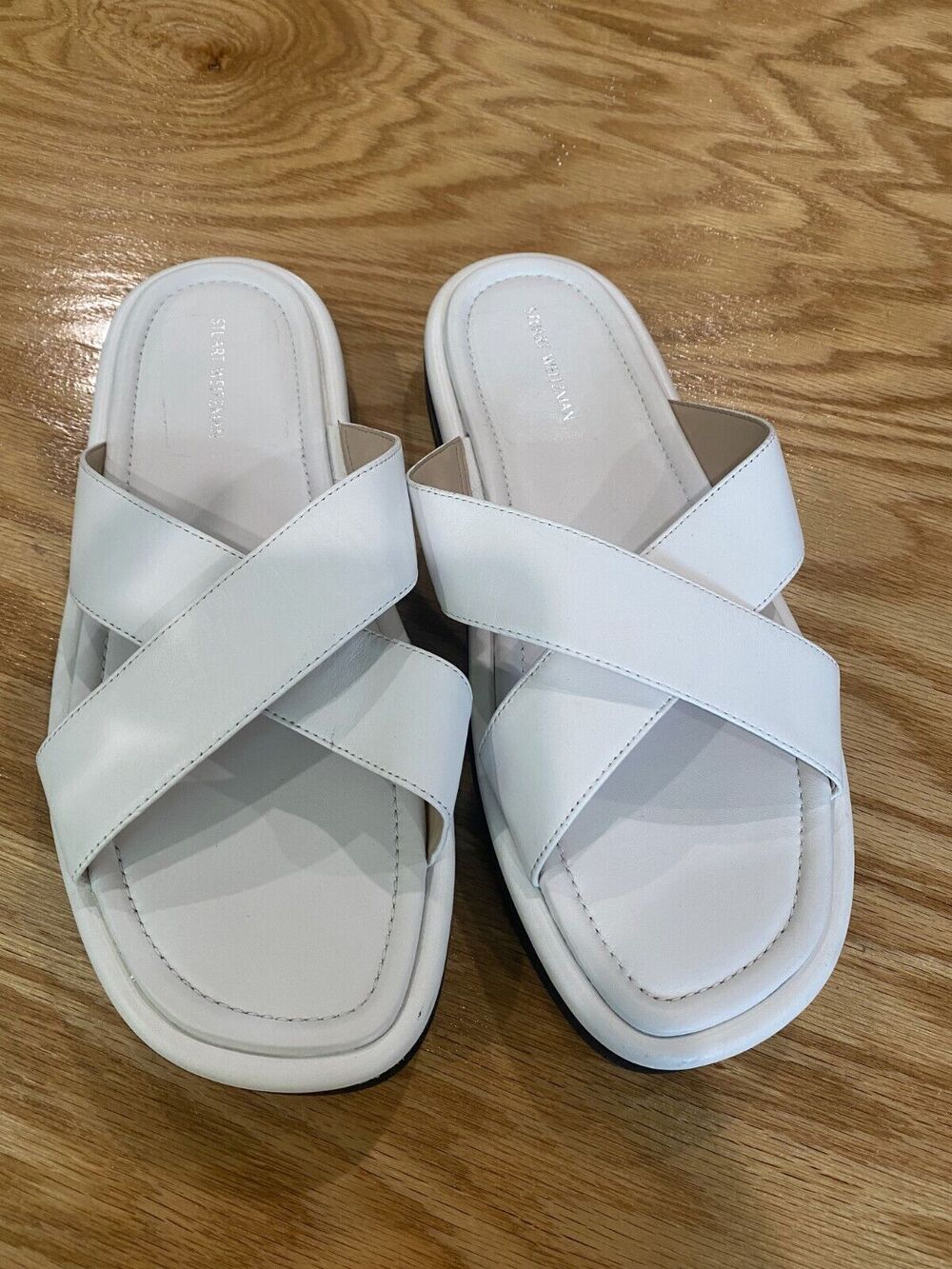 Stuart Weitzman Slide Sandals Women's 8.5 Leather Slip-On Casual Open Toe S61